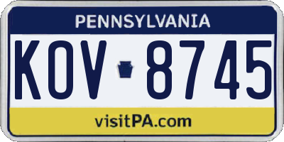 PA license plate KOV8745