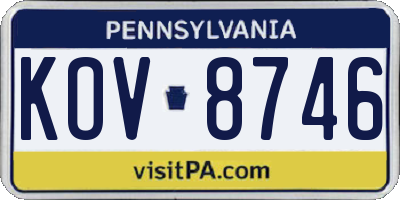 PA license plate KOV8746