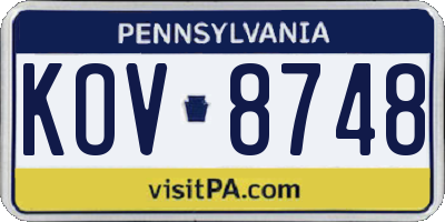 PA license plate KOV8748