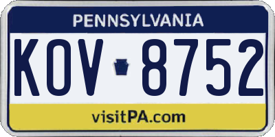 PA license plate KOV8752