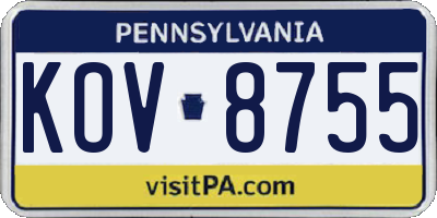 PA license plate KOV8755