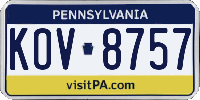 PA license plate KOV8757