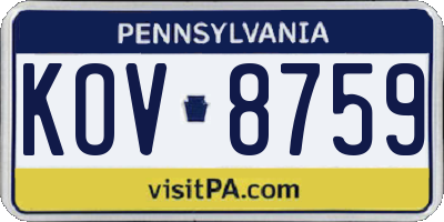 PA license plate KOV8759