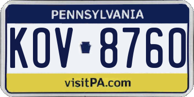 PA license plate KOV8760