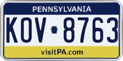 PA license plate KOV8763