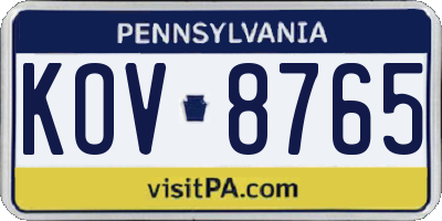 PA license plate KOV8765