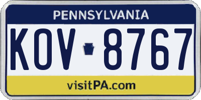 PA license plate KOV8767