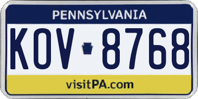 PA license plate KOV8768