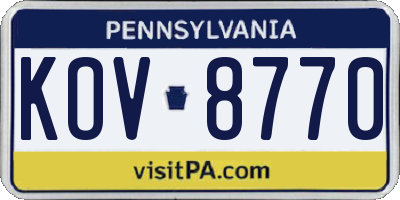PA license plate KOV8770