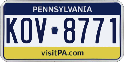 PA license plate KOV8771