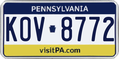 PA license plate KOV8772