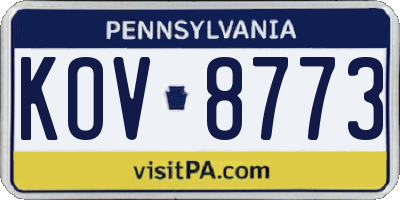 PA license plate KOV8773