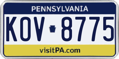 PA license plate KOV8775
