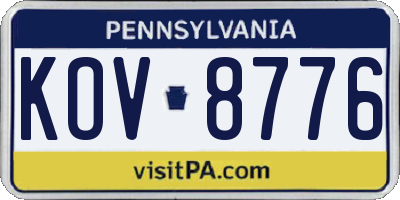 PA license plate KOV8776