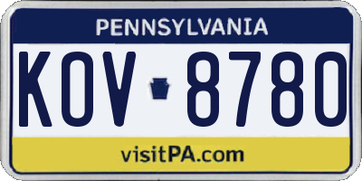 PA license plate KOV8780