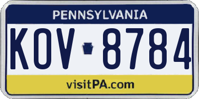 PA license plate KOV8784