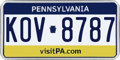 PA license plate KOV8787