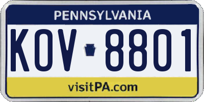 PA license plate KOV8801