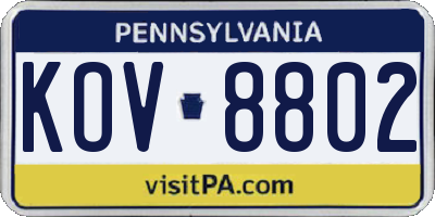 PA license plate KOV8802