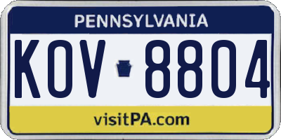 PA license plate KOV8804