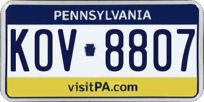 PA license plate KOV8807