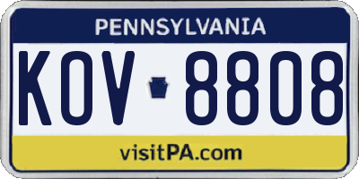 PA license plate KOV8808
