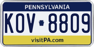 PA license plate KOV8809