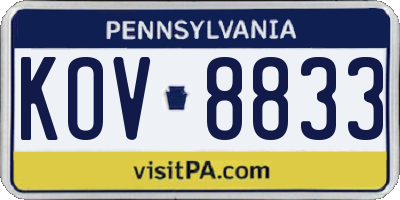PA license plate KOV8833