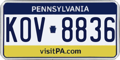 PA license plate KOV8836