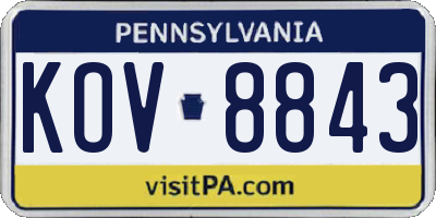 PA license plate KOV8843