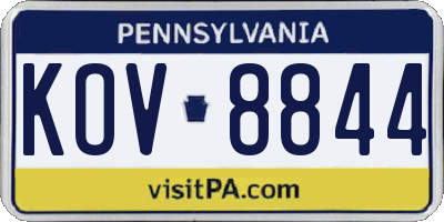 PA license plate KOV8844