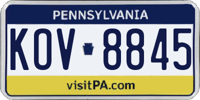 PA license plate KOV8845