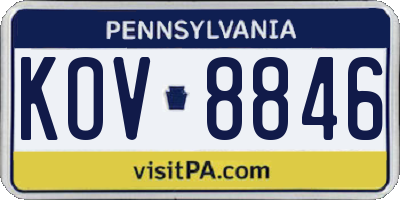 PA license plate KOV8846