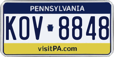 PA license plate KOV8848