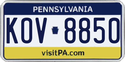 PA license plate KOV8850