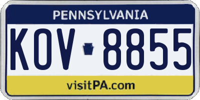PA license plate KOV8855