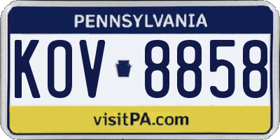 PA license plate KOV8858