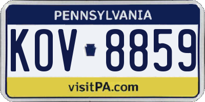 PA license plate KOV8859