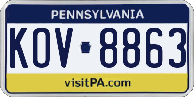 PA license plate KOV8863