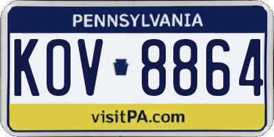 PA license plate KOV8864