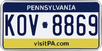 PA license plate KOV8869