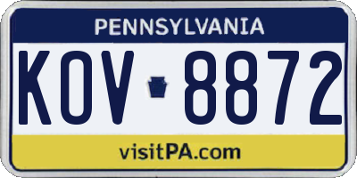 PA license plate KOV8872