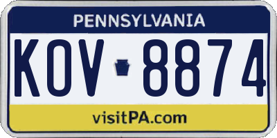 PA license plate KOV8874