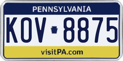 PA license plate KOV8875