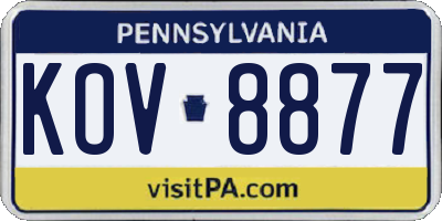 PA license plate KOV8877