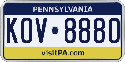 PA license plate KOV8880