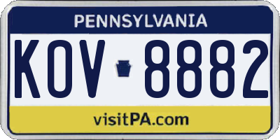 PA license plate KOV8882