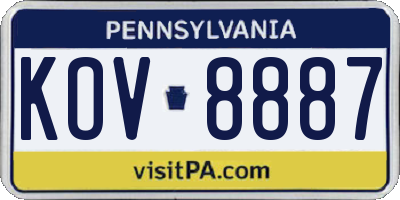 PA license plate KOV8887