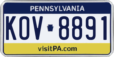 PA license plate KOV8891