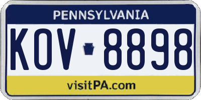 PA license plate KOV8898